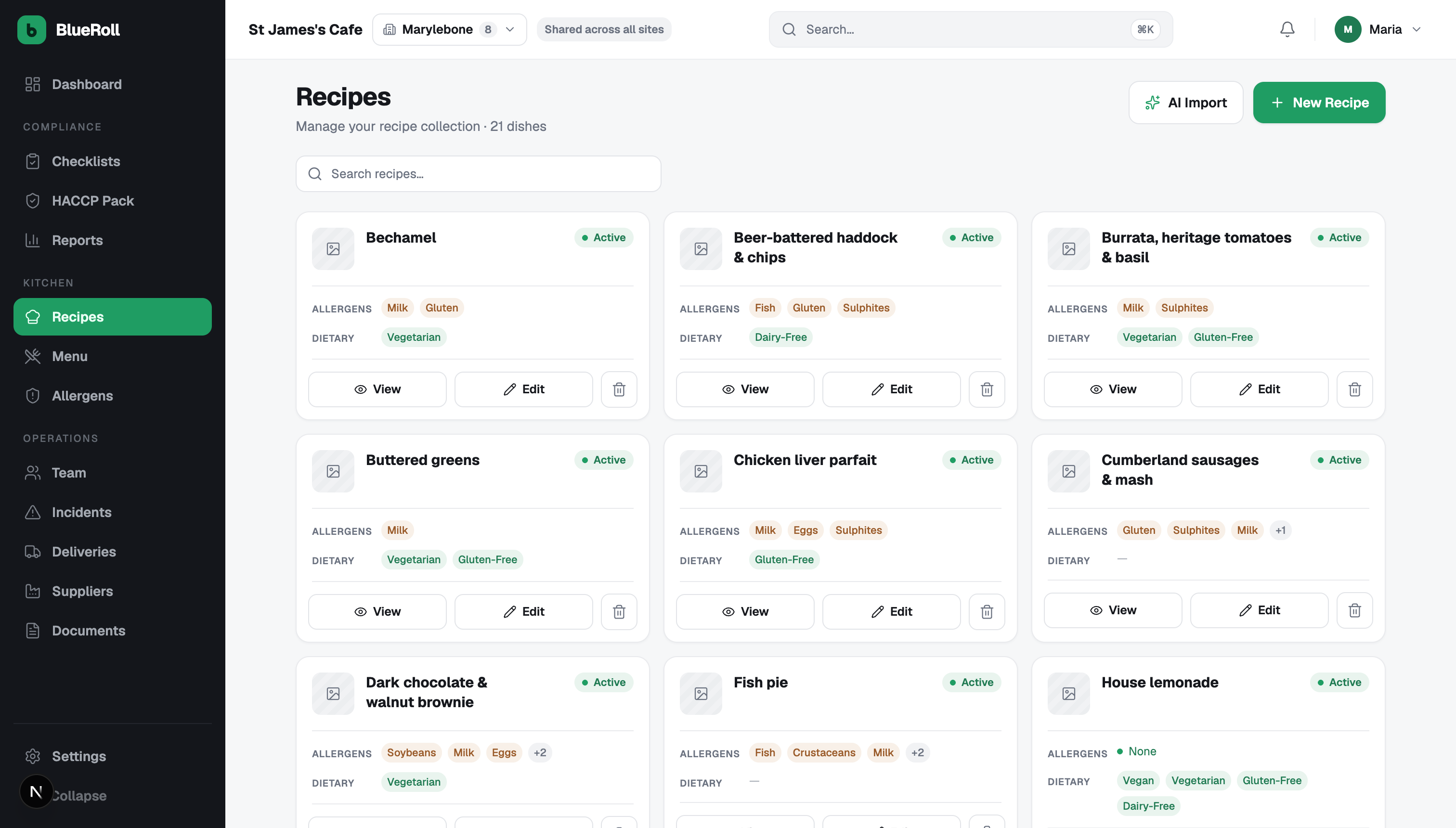 Blueroll recipes — AI import from photo, text or PDF